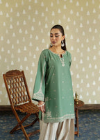 Embroidered Rosy Pastel Green 2PCS