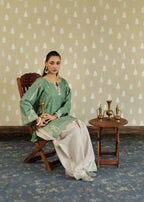 Embroidered Rosy Pastel Green 2PCS