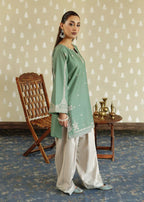 Embroidered Rosy Pastel Green 2PCS