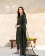 Embroidered Zara Green 3PCS