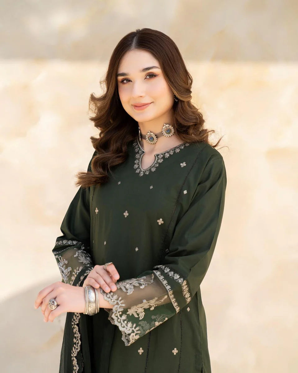 Embroidered Zara Green 3PCS