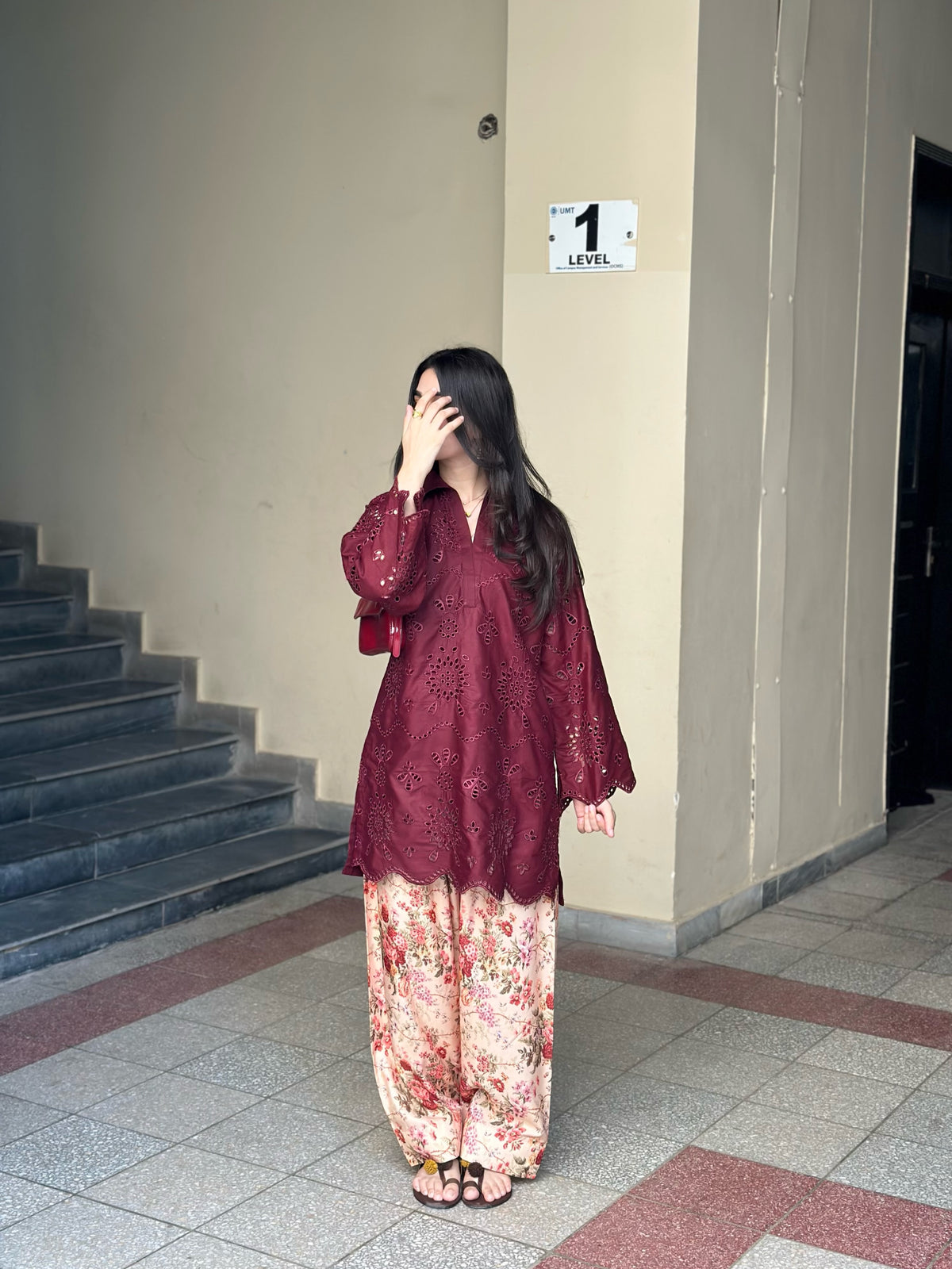 Dried Rose Embroidered 2pc Dress