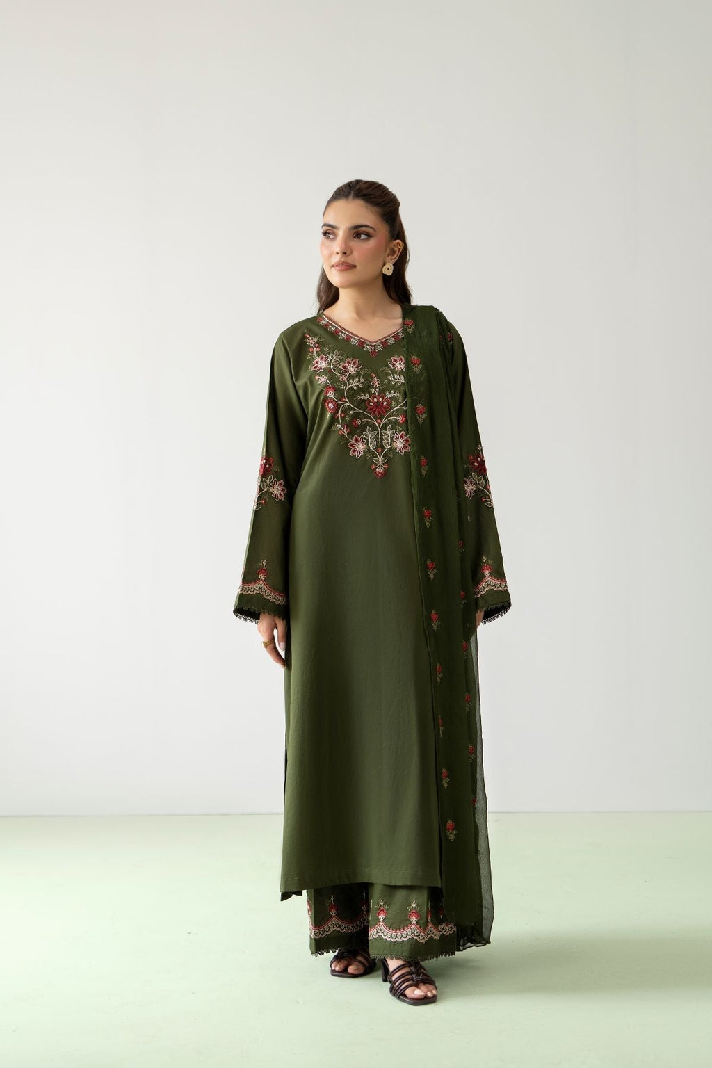 Zareen Olive 3PC