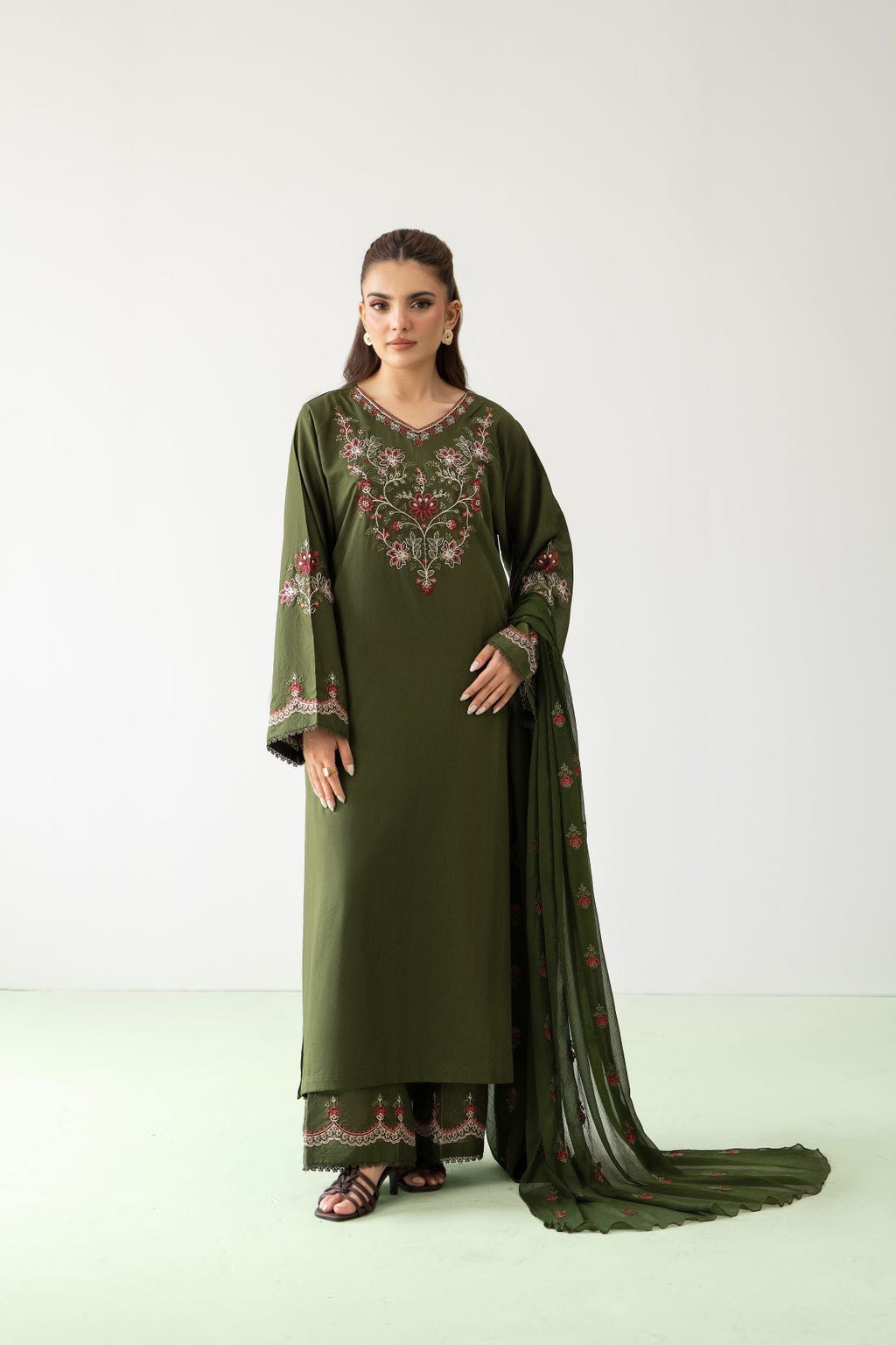 Zareen Olive 3PC