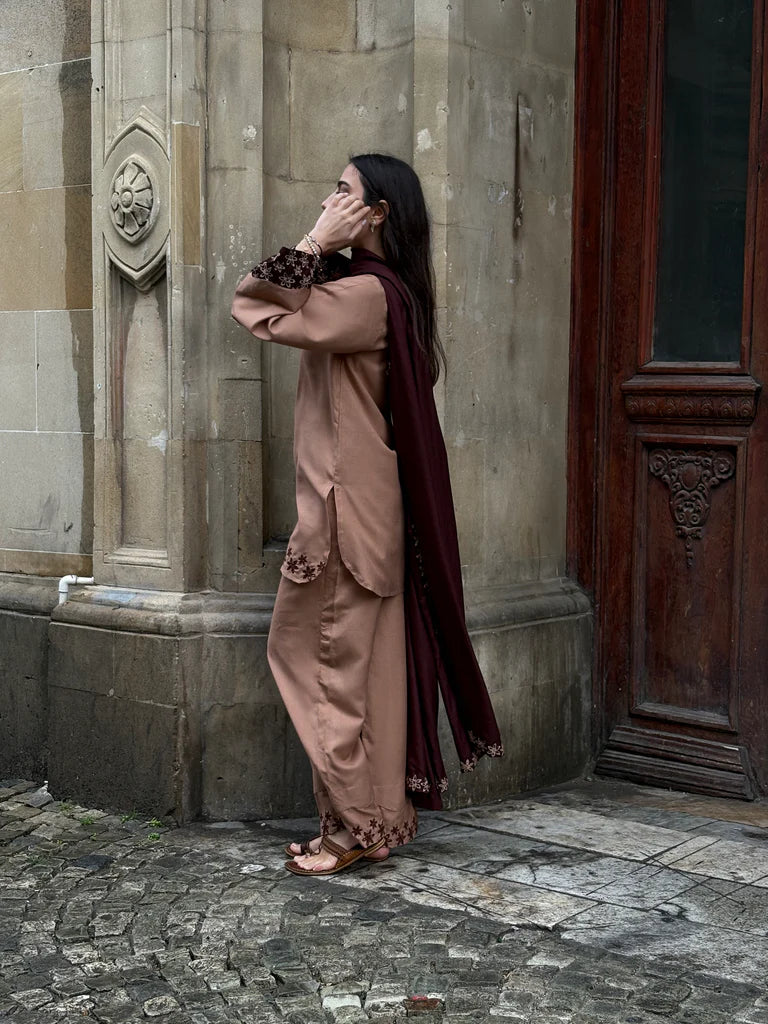 Embroidered Mocha 3PCS