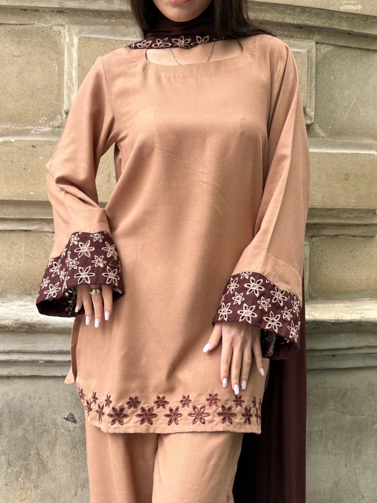 Embroidered Mocha 3PCS