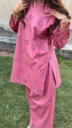 Embroidered Rosy Noor 2PCS