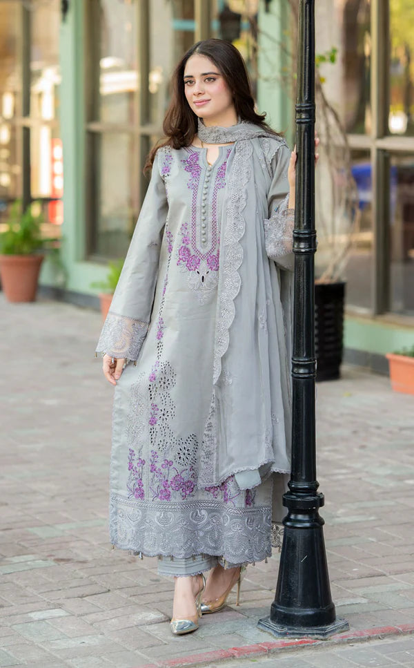 Embroidered Noreen Gray 3PCS