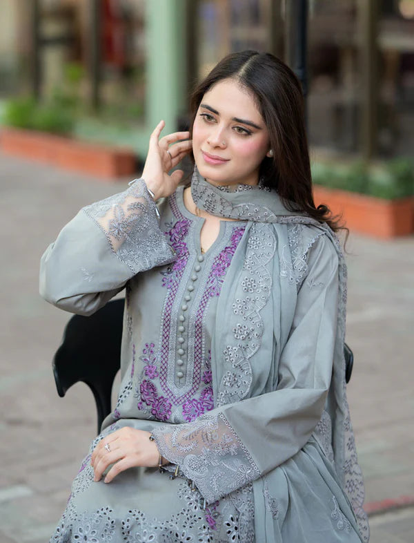 Embroidered Noreen Gray 3PCS