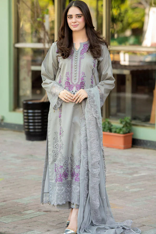 Embroidered Noreen Gray 3PCS
