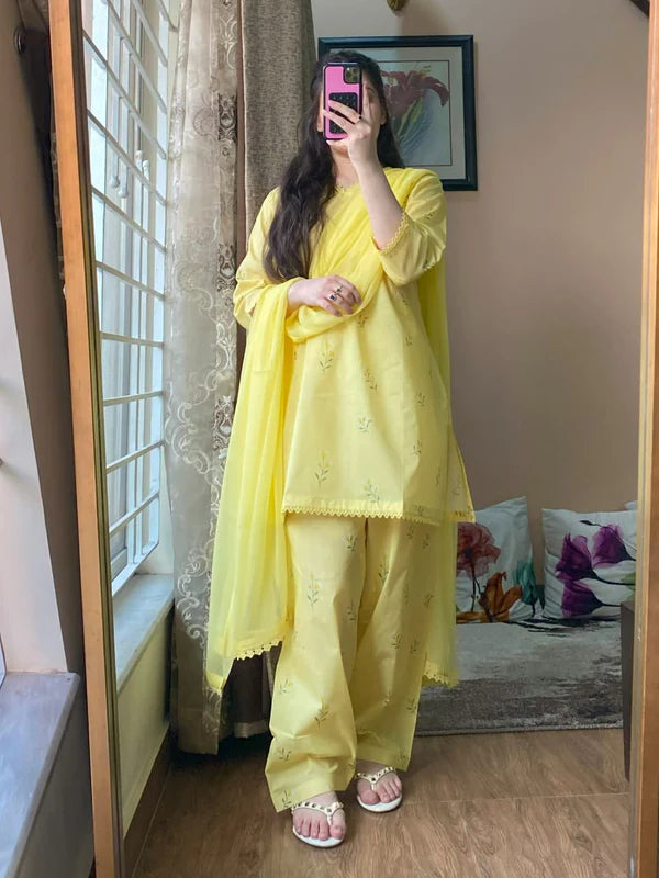 Printed Rosy Lime Yellow 3PCS