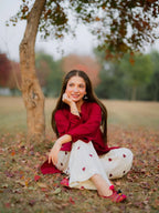 Embroidered Maroon 2PCS