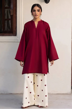 Embroidered Maroon 2PCS